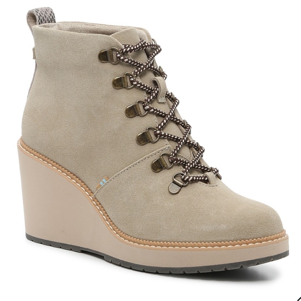 Toms Melrose Wedge Bootie. Taupe/Stone. Size 6.